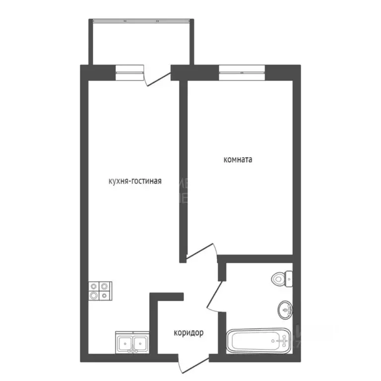 1-к кв. Тюменская область, Тюмень ул. 2-я Луговая, 24к2 (41.6 м) - Фото 2