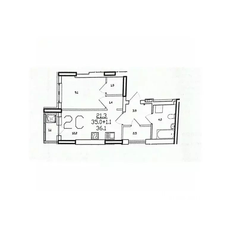 2-к кв. Башкортостан, Уфа ул. Рихарда Зорге, 13/1 (36.0 м) - Фото 2