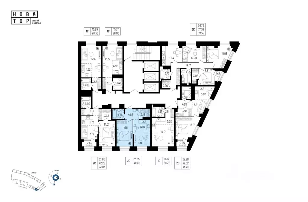 2-к кв. Башкортостан, Уфа Глумилино-1 мкр, Новатор жилой комплекс ... - Фото 2