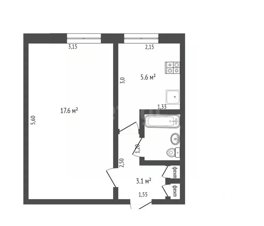 1-к кв. Тверская область, Тверь ул. Екатерины Фарафоновой, 36Б (30.0 ... - Фото 2
