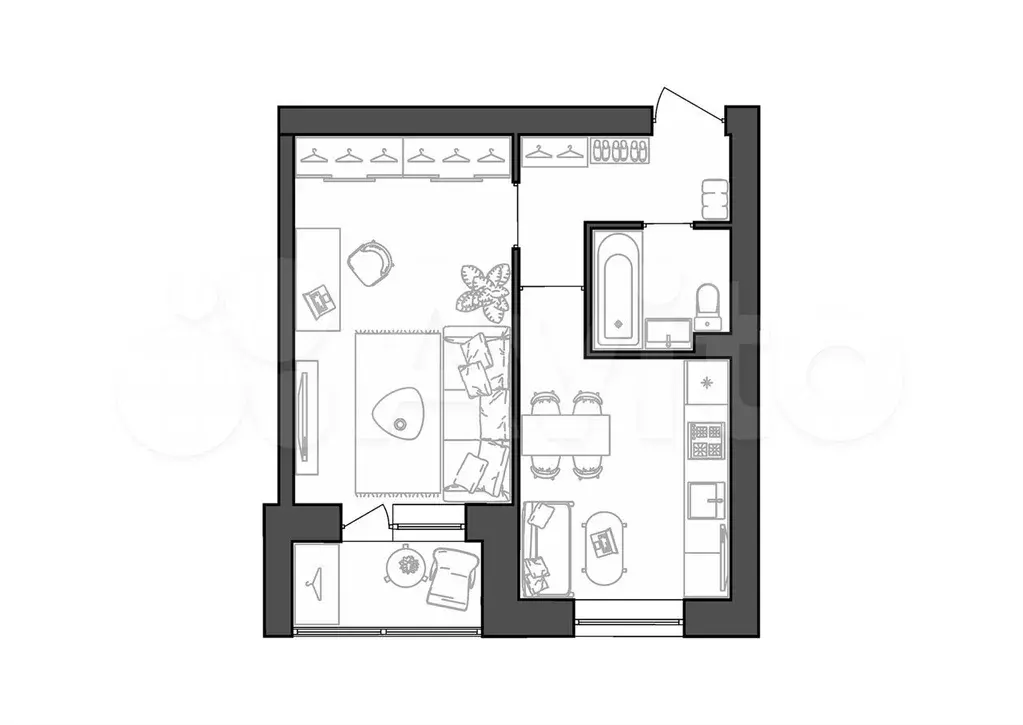 1-к. квартира, 33,5 м, 1/3 эт. - Фото 1