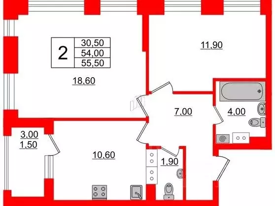 2-к кв. Санкт-Петербург Планерная ул., 99 (55.5 м) - Фото 0