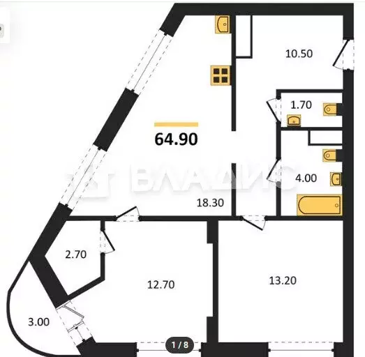 2-комнатная квартира: Воронеж, бульвар Содружества, 1 (64.9 м) - Фото 1