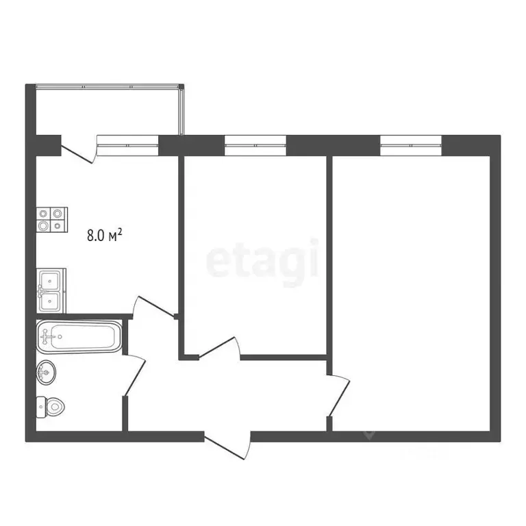 2-к кв. Забайкальский край, Чита Девичья Сопка мкр, 50 (44.6 м) - Фото 1