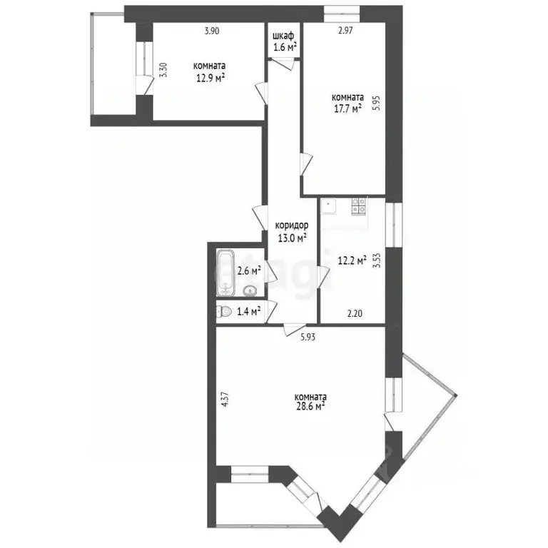 3-к кв. Томская область, Томск Советская ул., 70 (90.0 м) - Фото 1