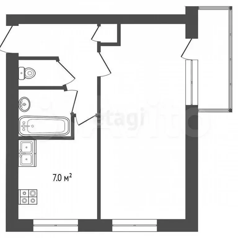 1-к. квартира, 31,4 м, 5/5 эт. - Фото 0
