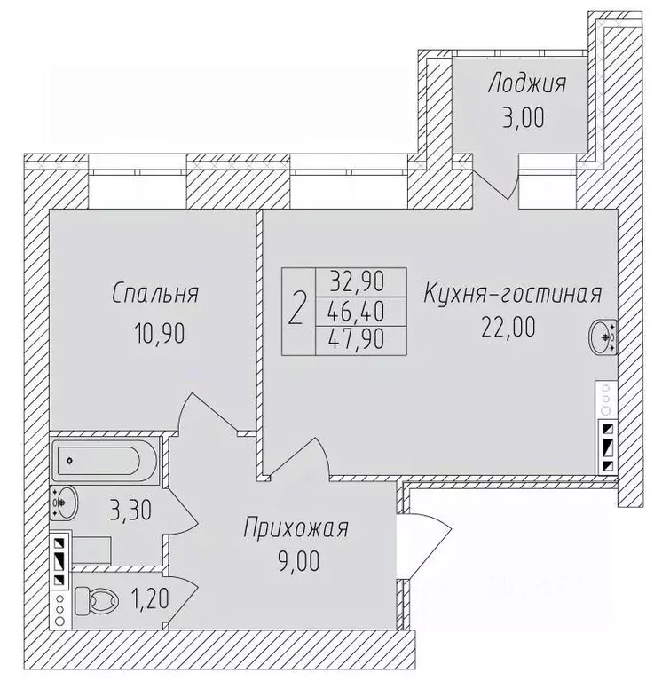 2-к кв. Белгородская область, Старый Оскол Степной мкр,  (47.9 м) - Фото 0