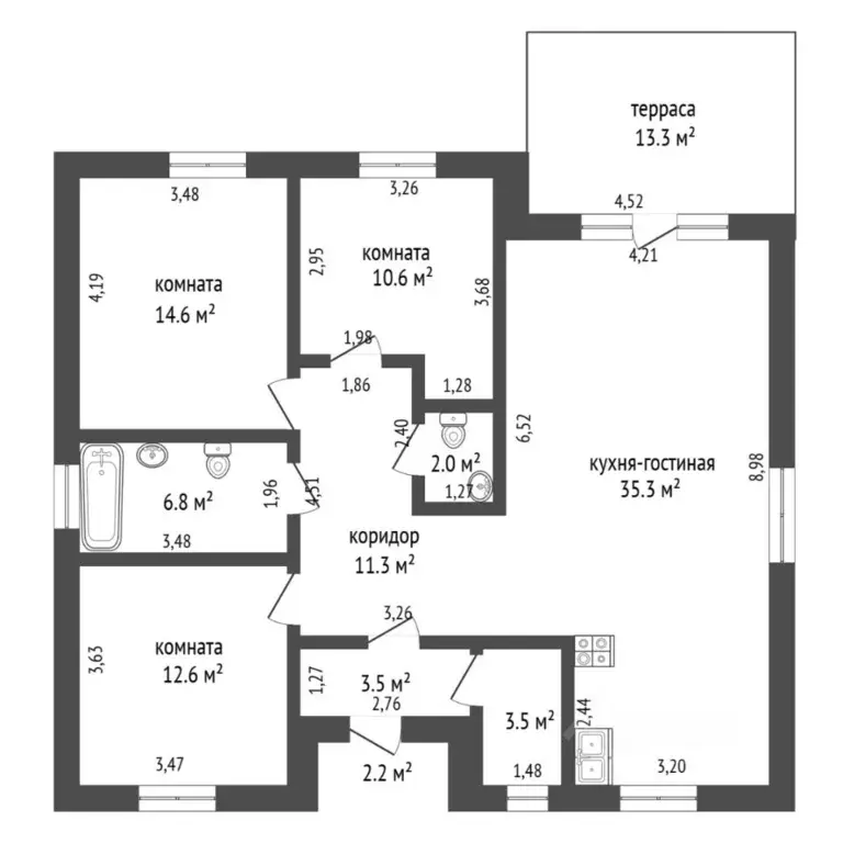 Коттедж в Тюменская область, Тюменский муниципальный округ, Онегин кп  ... - Фото 2