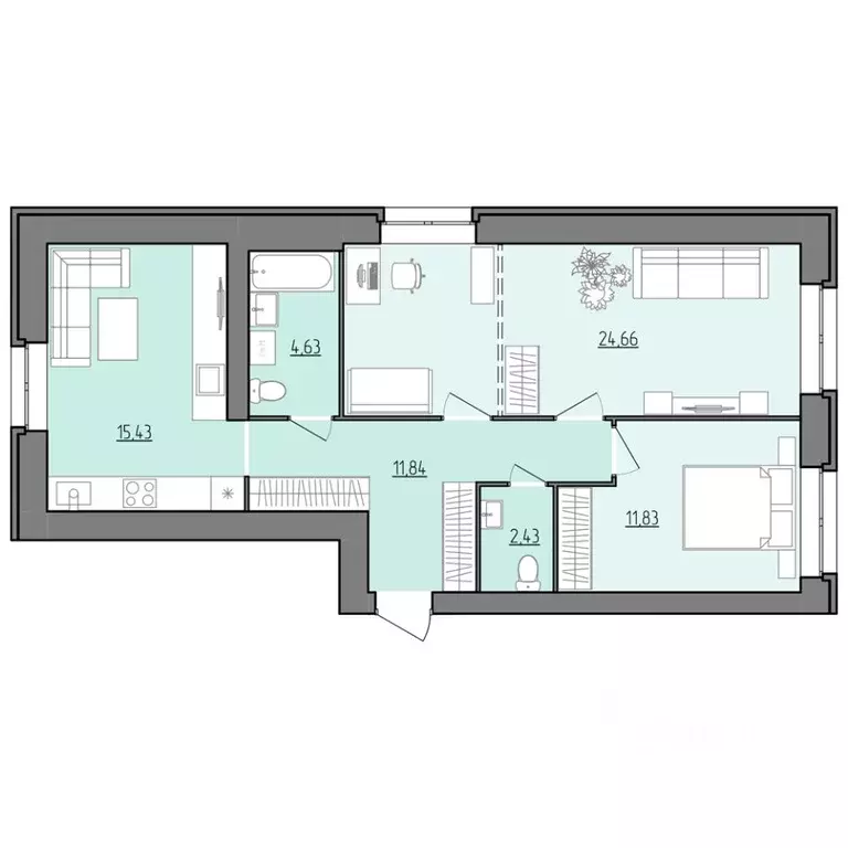 2-к кв. Ярославская область, Рыбинск Февральская ул., 12 (70.82 м) - Фото 0