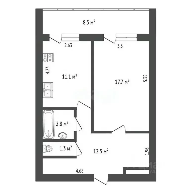 1-к кв. Крым, Евпатория ул. 9 Мая, 53 (49.7 м) - Фото 2
