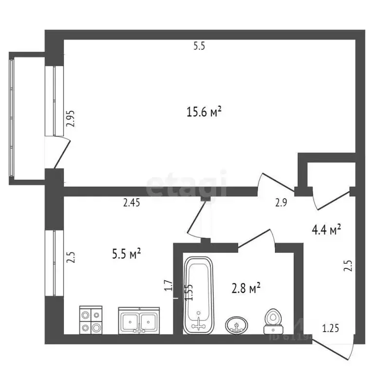 1-к кв. Мордовия, Саранск бул. Эрьзи, 16 (28.8 м) - Фото 1