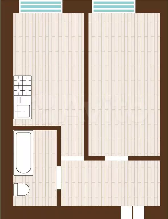 1-к. квартира, 34,9 м, 1/5 эт. - Фото 1