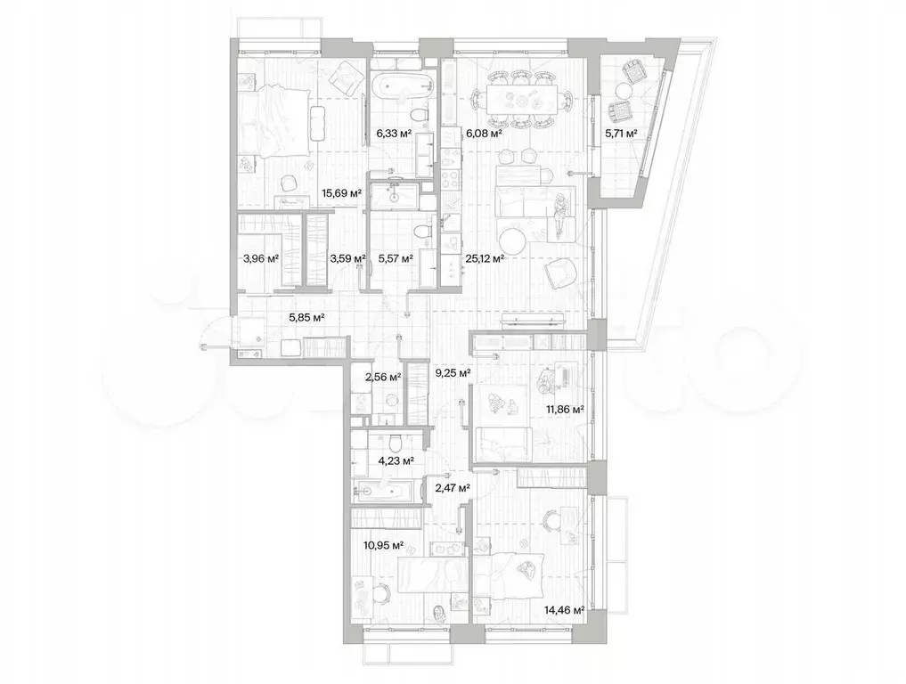 3-к. квартира, 130,8 м, 4/12 эт. - Фото 0