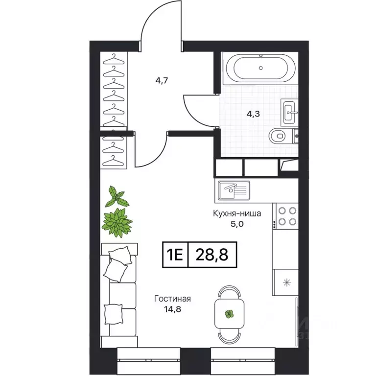 Студия Московская область, Пушкино Пушкино Град жилой комплекс, к2 ... - Фото 1