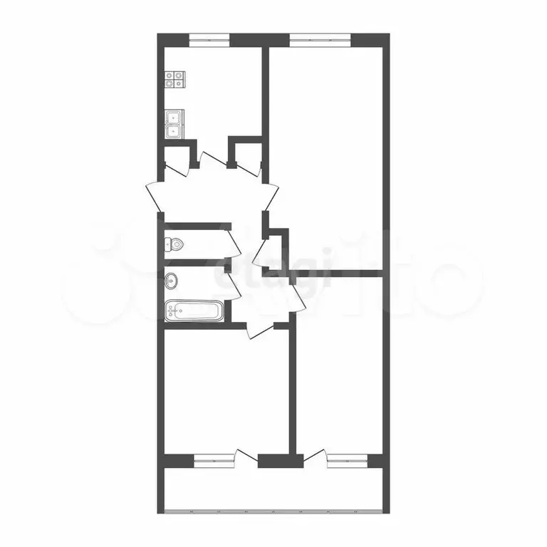 3-к. квартира, 61,5 м, 1/5 эт. - Фото 0