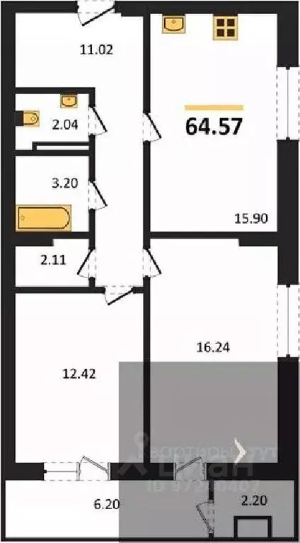 2-к кв. Воронежская область, Воронеж ул. 9 Января, 68Л (64.57 м) - Фото 0