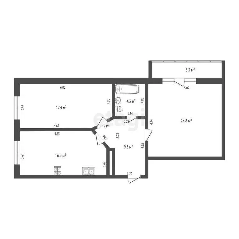 2-комнатная квартира: Тюмень, улица Газовиков, 33 (72.7 м) - Фото 1