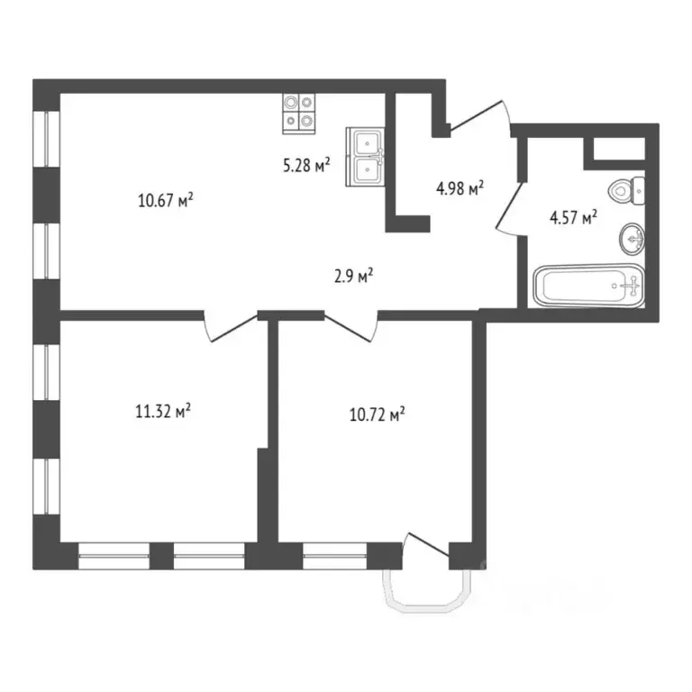 2-к кв. Тюменская область, Тюмень ул. Новоселов, 105 (50.6 м) - Фото 1