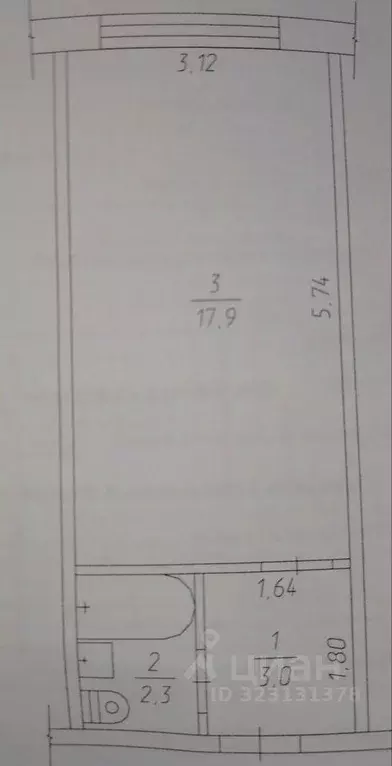 Студия Кемеровская область, Юрга ул. Машиностроителей, 49 (23.0 м) - Фото 1