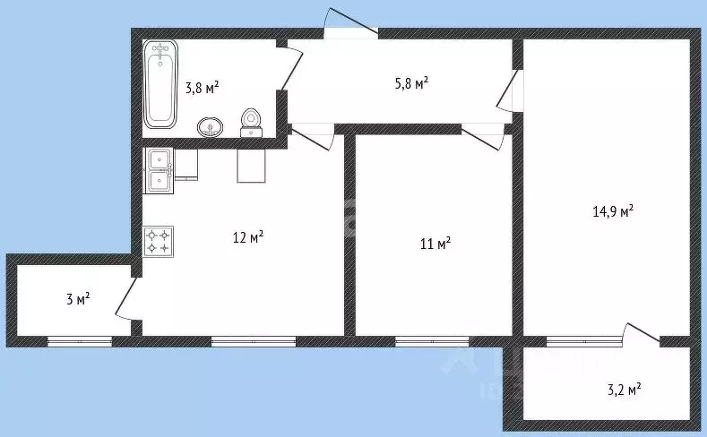 2-к кв. Удмуртия, Завьяловский район, с. Первомайский ул. Строителя ... - Фото 2