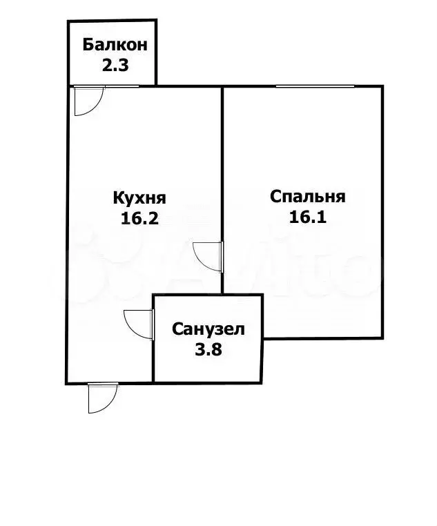 1-к. квартира, 36,1 м, 4/9 эт. - Фото 0