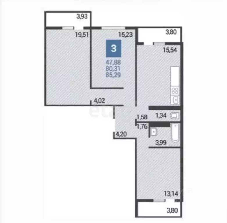 3-к кв. Краснодарский край, Анапа ул. Ленина, 229 (80.3 м) - Фото 2