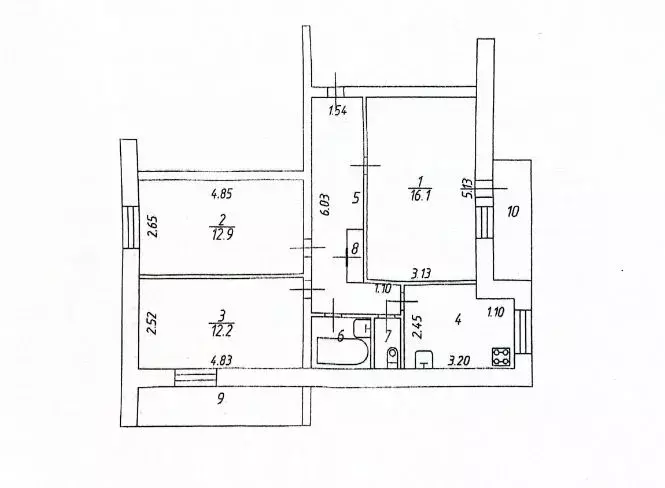 3-к кв. Татарстан, Казань ул. Побежимова, 17 (63.0 м) - Фото 2