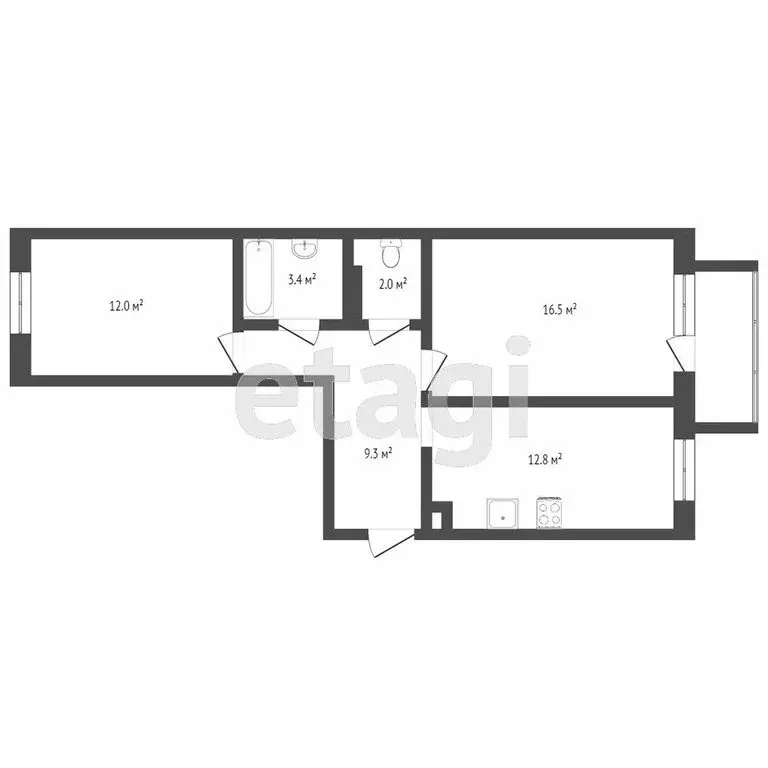 2-комнатная квартира: Симферополь, улица 51-й Армии, 124 (56 м) - Фото 1