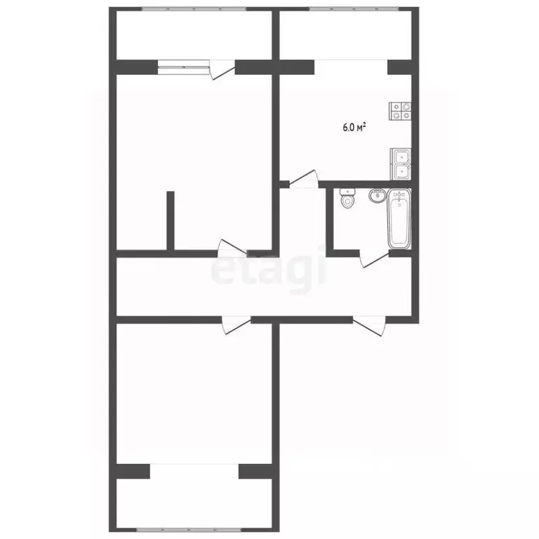 2-к кв. Ставропольский край, Кисловодск ул. Карла Либкнехта (61.3 м) - Фото 1