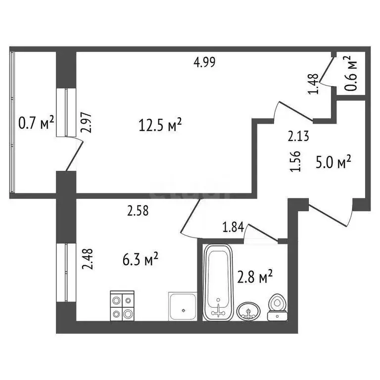 1-комнатная квартира: 5-й микрорайон, 47 (27.7 м) - Фото 1
