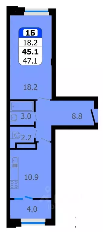 1-к кв. Чувашия, Новочебоксарск Восточная ул., 1к2 (47.1 м) - Фото 1