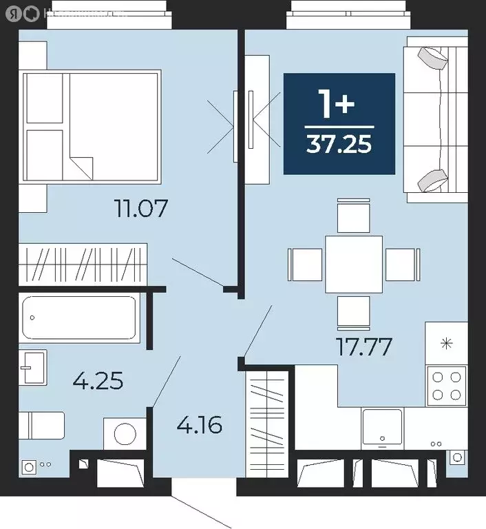 1-комнатная квартира: Тюмень, микрорайон Тюменская Слобода (37.25 м) - Фото 0