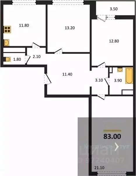 3-к кв. Воронежская область, Воронеж ул. Пескова, 8 (83.0 м) - Фото 0