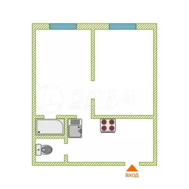 2-комнатная квартира: Тюмень, улица Республики, 214 (24.7 м) - Фото 2