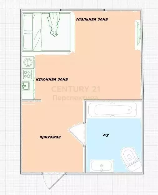 Квартира-студия: деревня Сапроново, Калиновая улица, 1 (18.1 м) - Фото 2