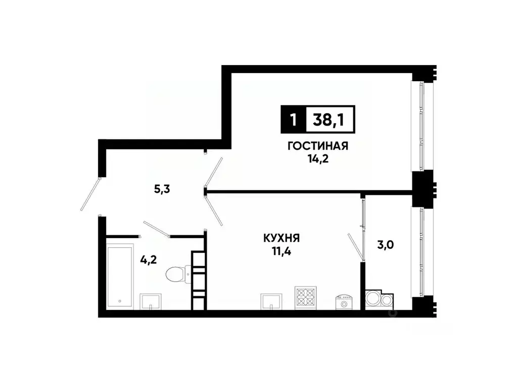 1-к кв. Ставропольский край, Ставрополь ул. Андрея Голуба, 12к8 (38.1 ... - Фото 0