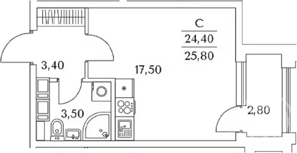 1-к кв. Санкт-Петербург Планерная ул., 99 (25.8 м) - Фото 1