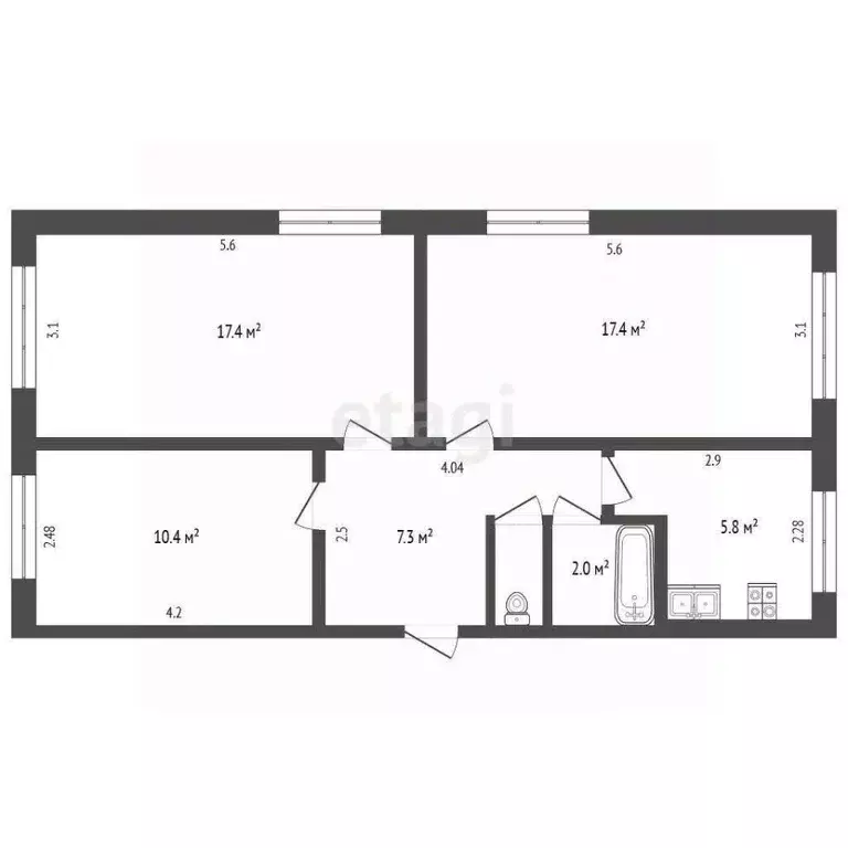 3-к кв. Кемеровская область, Кемерово Новогодняя ул., 16 (61.0 м) - Фото 1