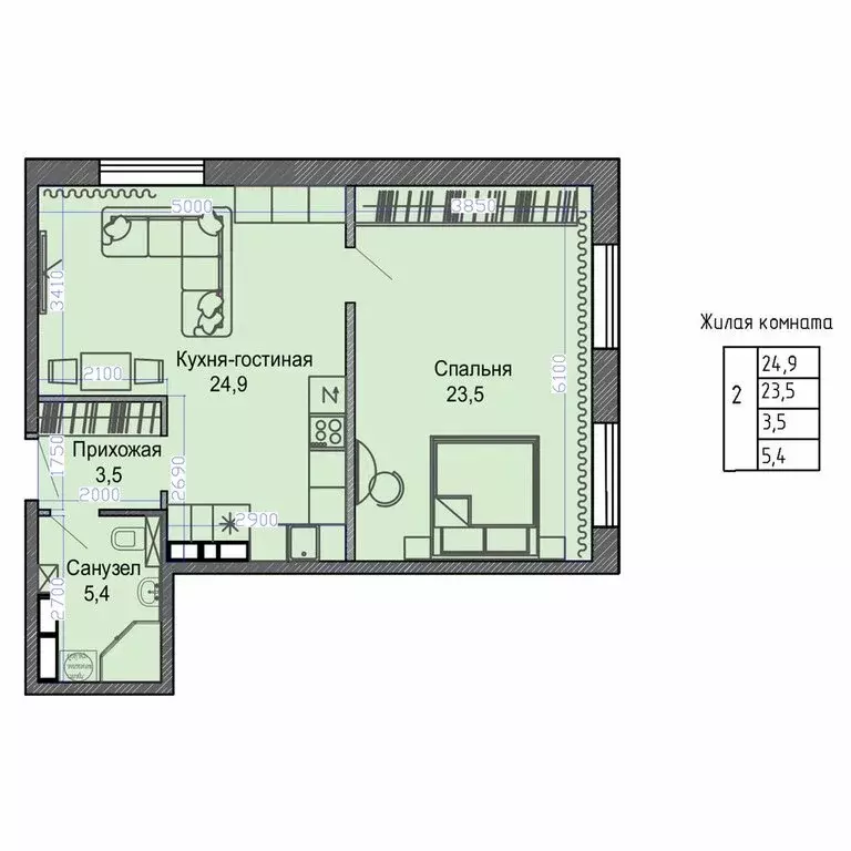 2-комнатная квартира: Владивосток, Первореченский район (57.7 м) - Фото 1