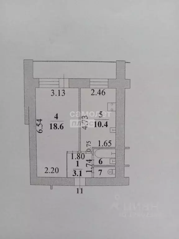 1-к кв. Липецкая область, Липецк ул. Циолковского, 29 (35.0 м) - Фото 2