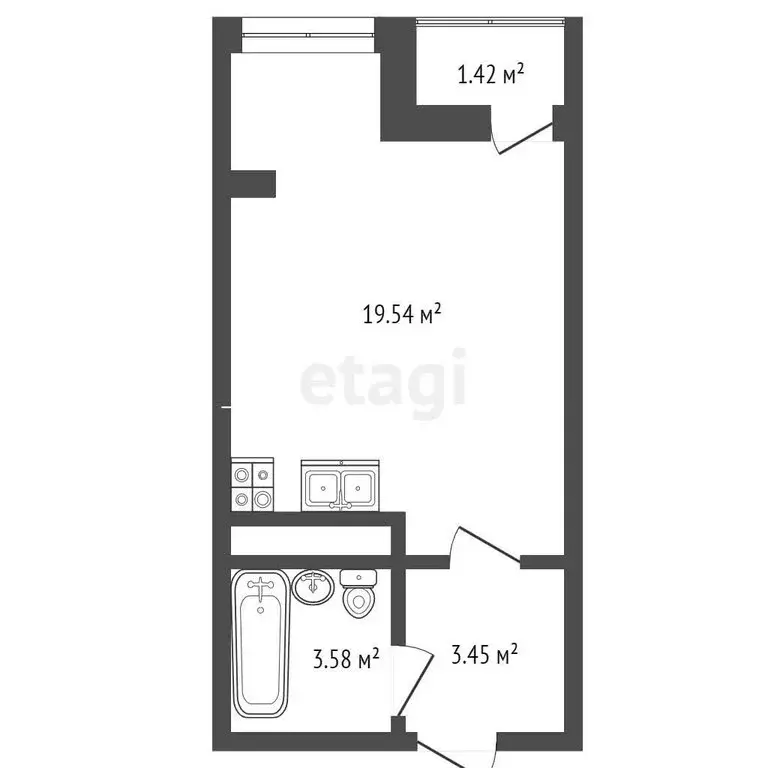 Квартира-студия: Туапсе, улица Свободы, 7А (27.28 м) - Фото 0