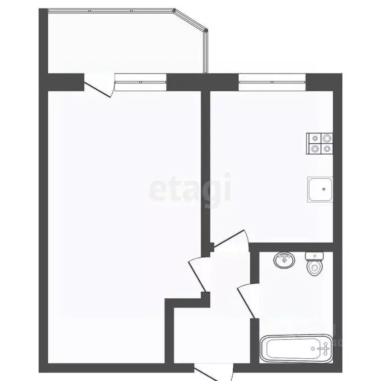 1-к кв. Тюменская область, Тюмень ул. Фармана Салманова, 8 (34.8 м) - Фото 1