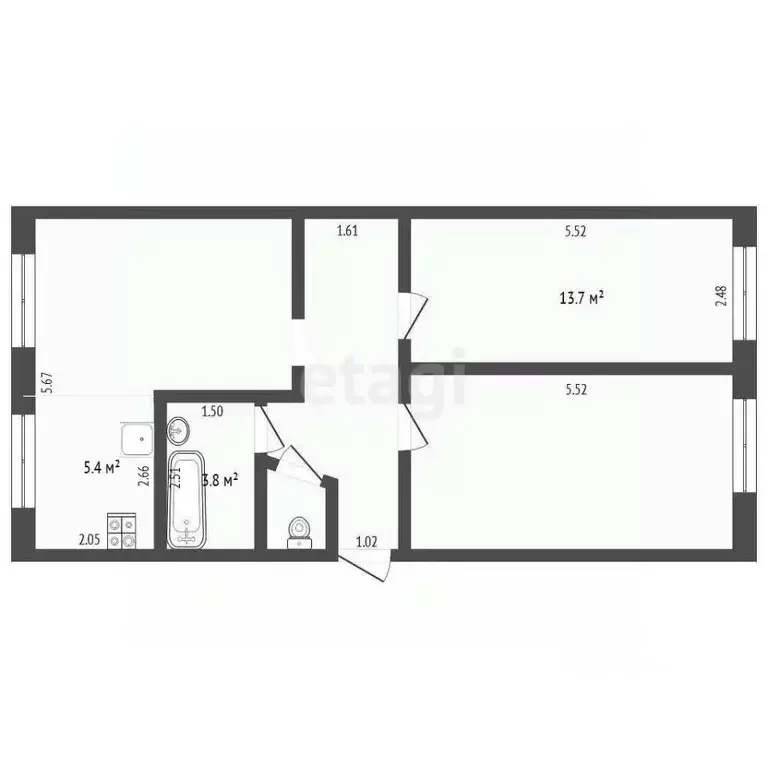 3-к кв. Тюменская область, Тюмень ул. Луначарского, 51 (60.8 м) - Фото 1