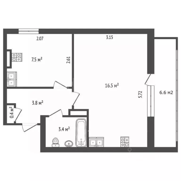 1-к кв. Севастополь ул. Генерала Мельника, 9 (31.6 м) - Фото 2