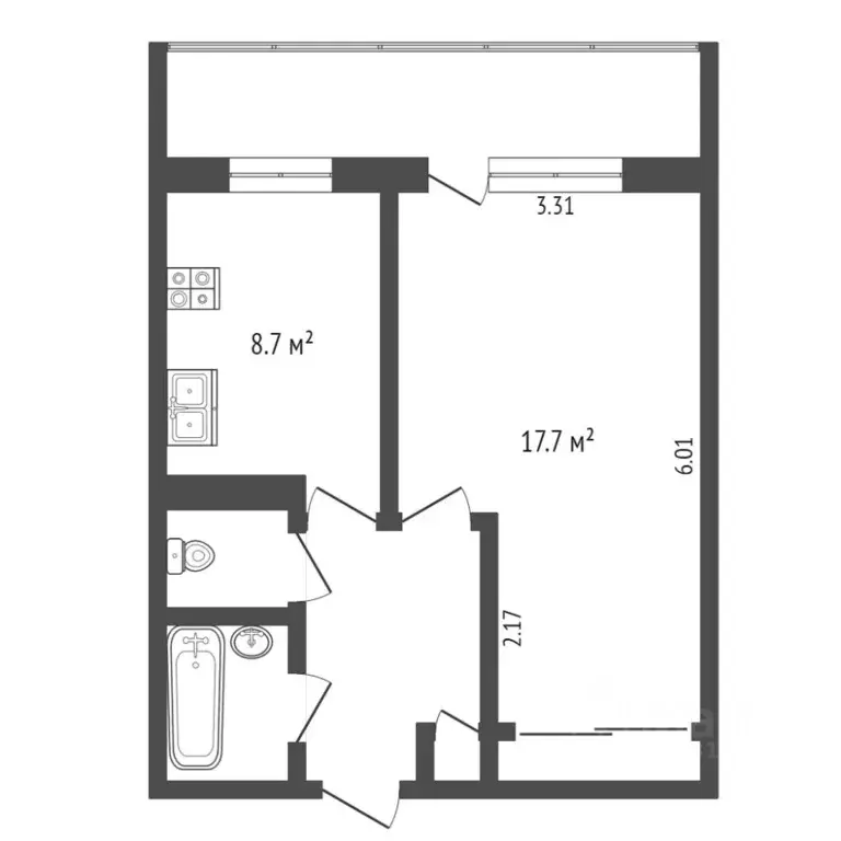 1-к кв. Калужская область, Калуга Майская ул., 32 (35.8 м) - Фото 2
