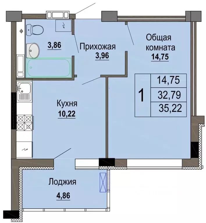 1-к кв. Белгородская область, Старый Оскол Степной мкр, 34 (35.22 м) - Фото 0