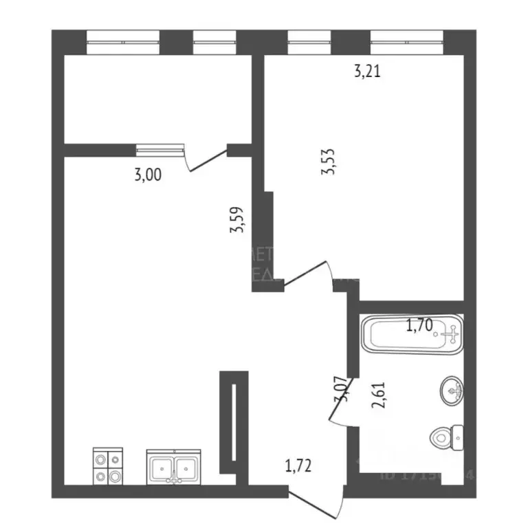 1-к кв. Тюменская область, Тюмень ул. Краснооктябрьская, 14 (44.0 м) - Фото 2