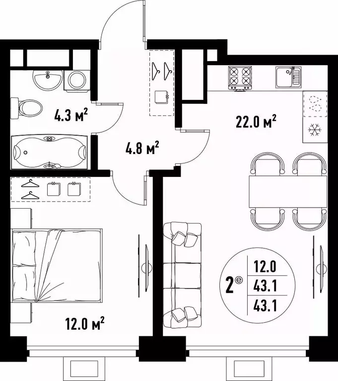 2-к кв. Астраханская область, Астрахань ул. Бэра, 29 (43.1 м) - Фото 2