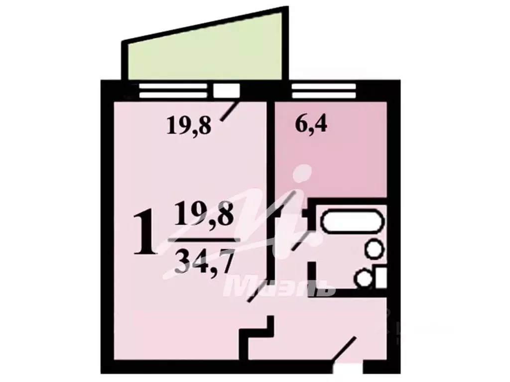 1-к кв. Москва Кировоградская ул., 42К3 (34.7 м) - Фото 2