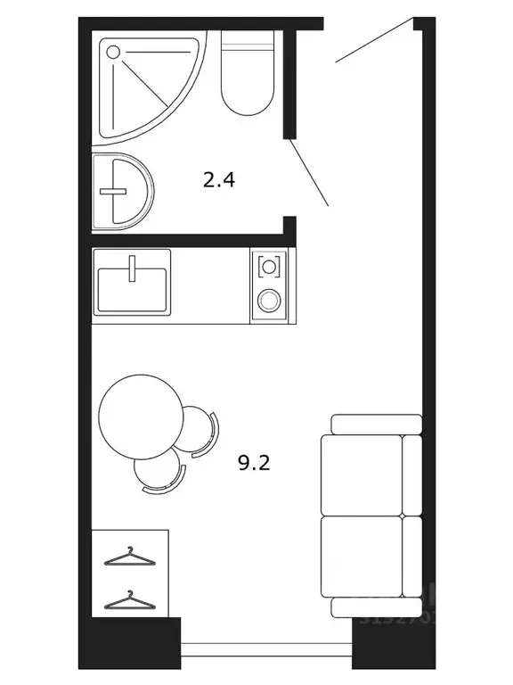 Студия Москва ул. Героев Панфиловцев, 9К1 (11.8 м) - Фото 1